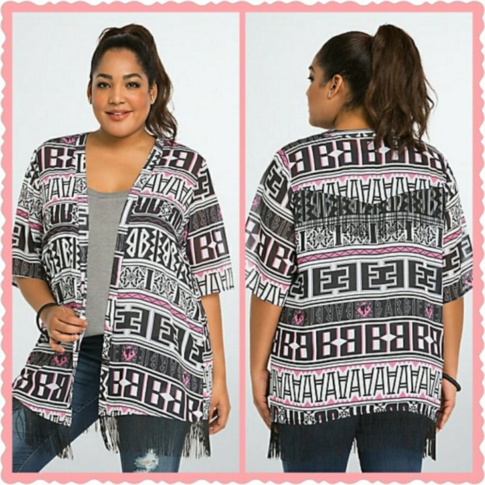 Torrid Mattel Barbie Collection Fringe Kimono Size 2/2X